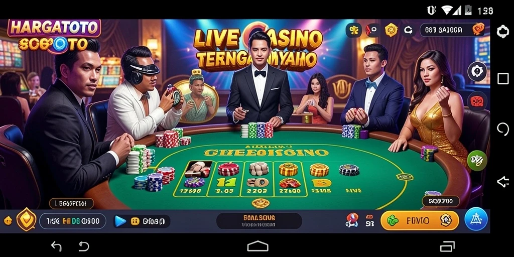 Tampilan menarik HARGATOTO dengan dealer langsung dan permainan kasino yang seru.