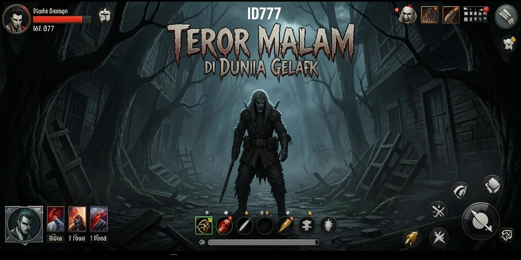 Screenshot gameplay menakutkan dari ID777 yang penuh dengan atmosfer horor.