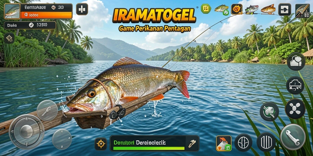 Tampilan menarik gameplay IRAMATOGEL yang penuh aksi memancing.
