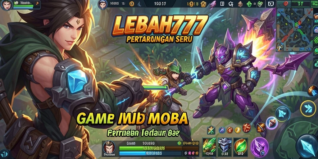 Tampilan gameplay LEBAH777 dengan karakter MOBA yang dinamis.