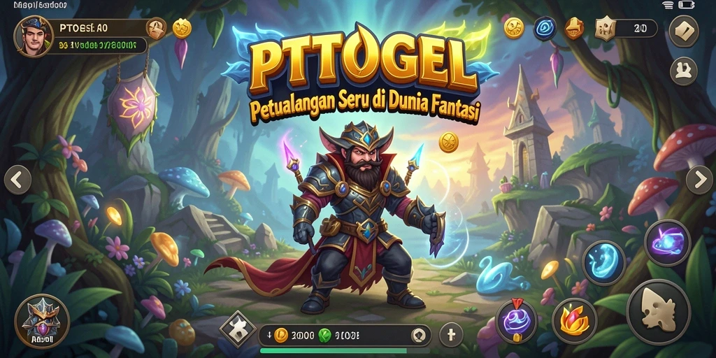 Screenshot gameplay PTTOGEL menunjukkan pertempuran seru di dunia fantasi.
